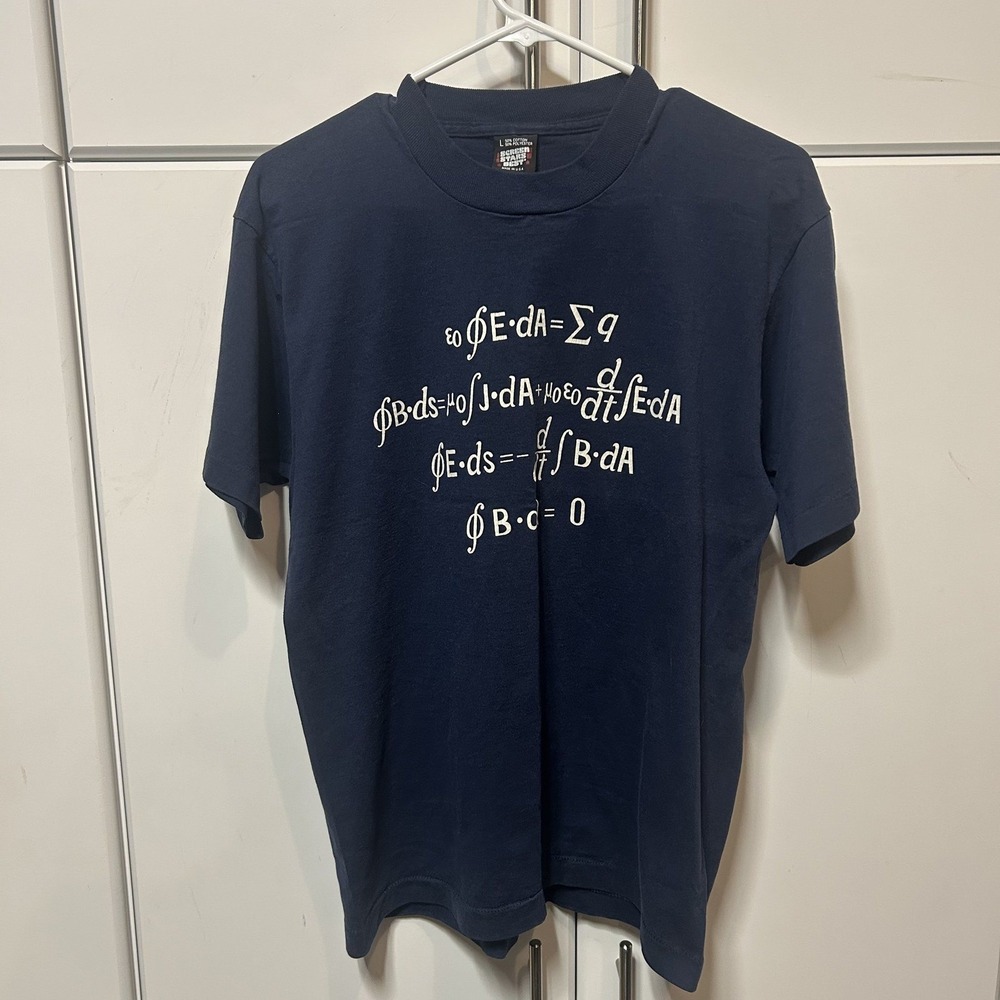 Vintage Screen Stars Best Maxwells Equations Physics T-Shirt Navy Blue Large USA